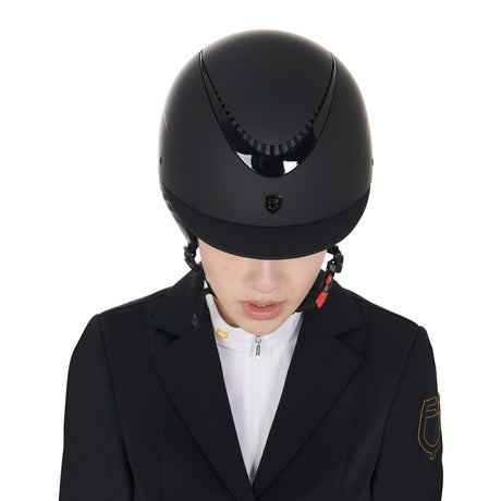 Equestro Unisex Helmet With Shiny Frame Homologation En 1384-2023 #colour_black