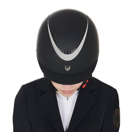 Equestro Unisex Helmet With Shiny Frame Homologation En 1384-2023 #colour_black-silver