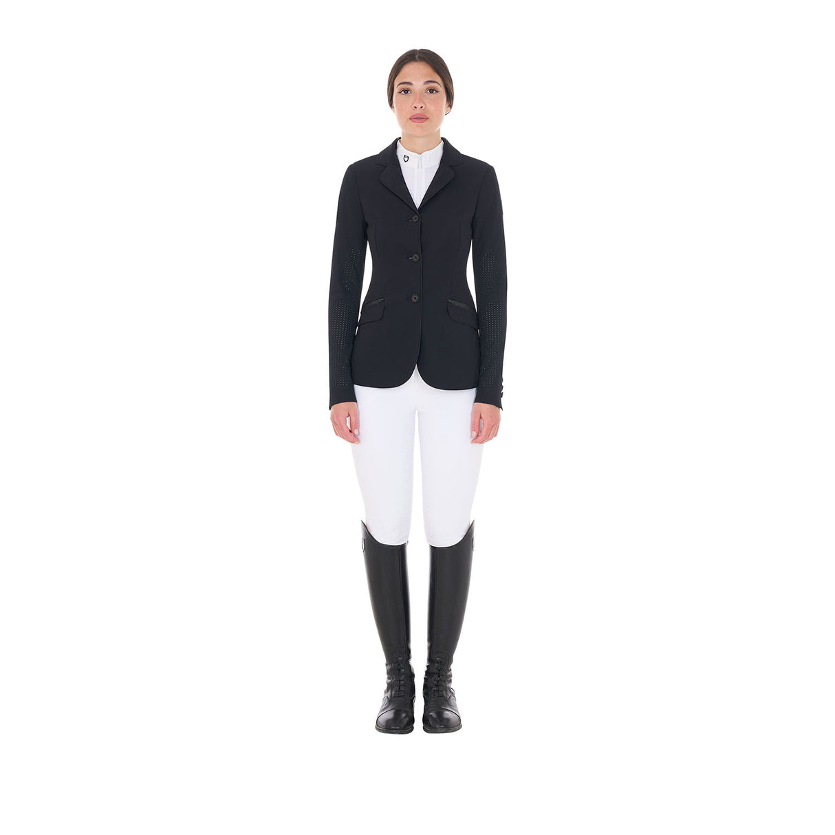 Women's competition jacket three buttons perforated fabric