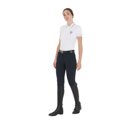Equestro Women's Slim Fit Polo Shirt In Breathable Fabric #colour_white