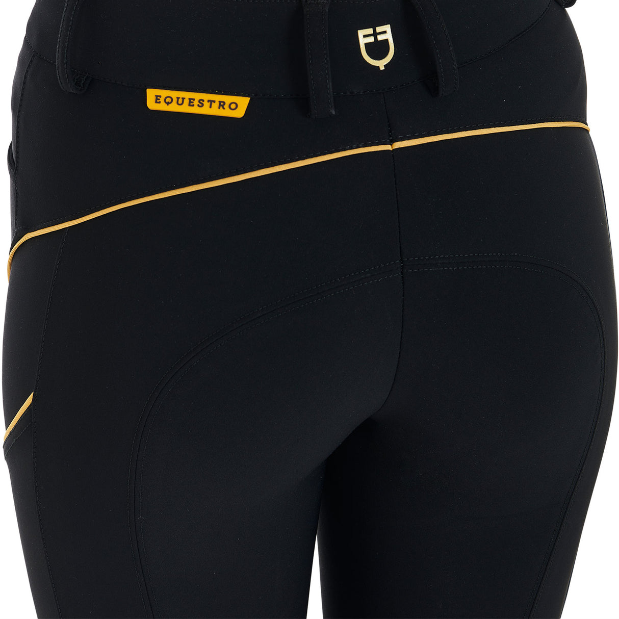 Equestro Women's Slim Fit Breeches With Knee Grip #colour_black