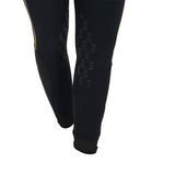 Equestro Women's Slim Fit Breeches With Knee Grip #colour_black