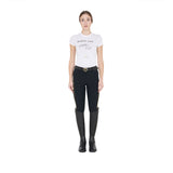 Equestro Women's Slim Fit Breeches With Knee Grip #colour_black