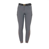 Equestro Women's Slim Fit Breeches With Knee Grip #colour_grey