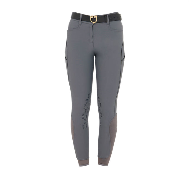 Equestro Women's Slim Fit Breeches With Knee Grip #colour_grey