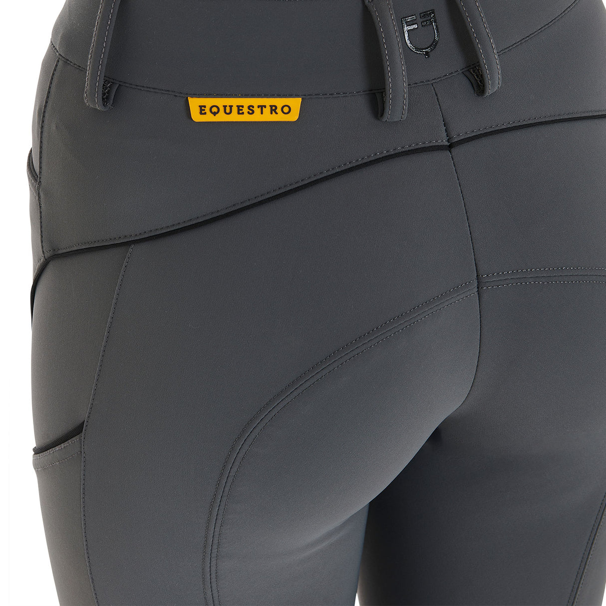 Equestro Women's Slim Fit Breeches With Knee Grip #colour_grey
