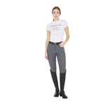 Equestro Women's Slim Fit Breeches With Knee Grip #colour_grey