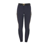 Equestro Women's Slim Fit Breeches With Knee Grip #colour_blue