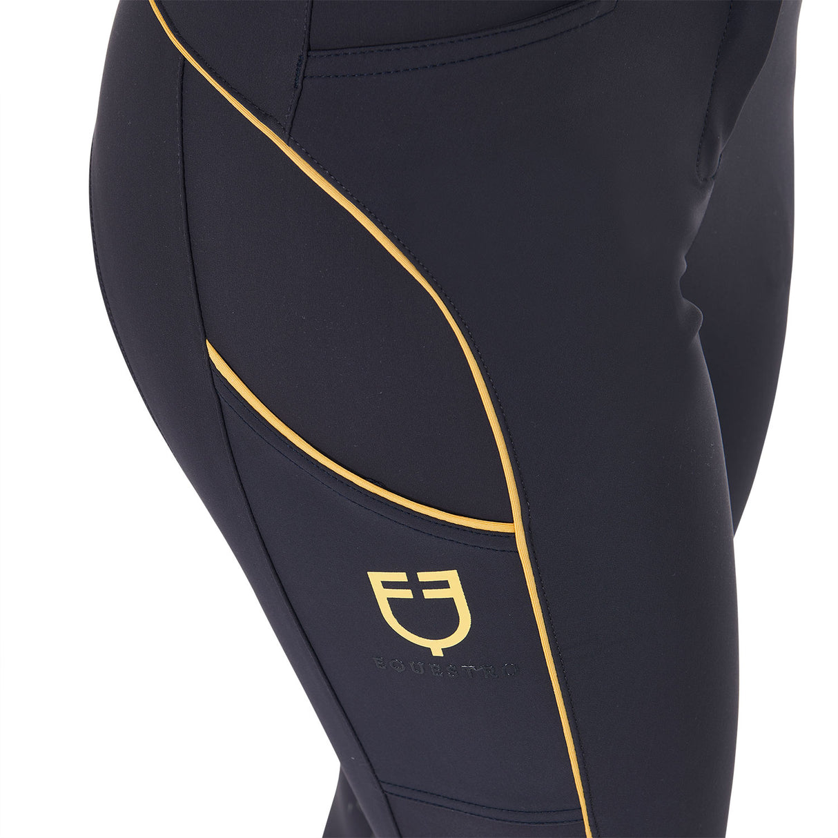 Equestro Women's Slim Fit Breeches With Knee Grip #colour_blue