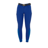 Equestro Women's Slim Fit Breeches With Knee Grip #colour_royal-blue