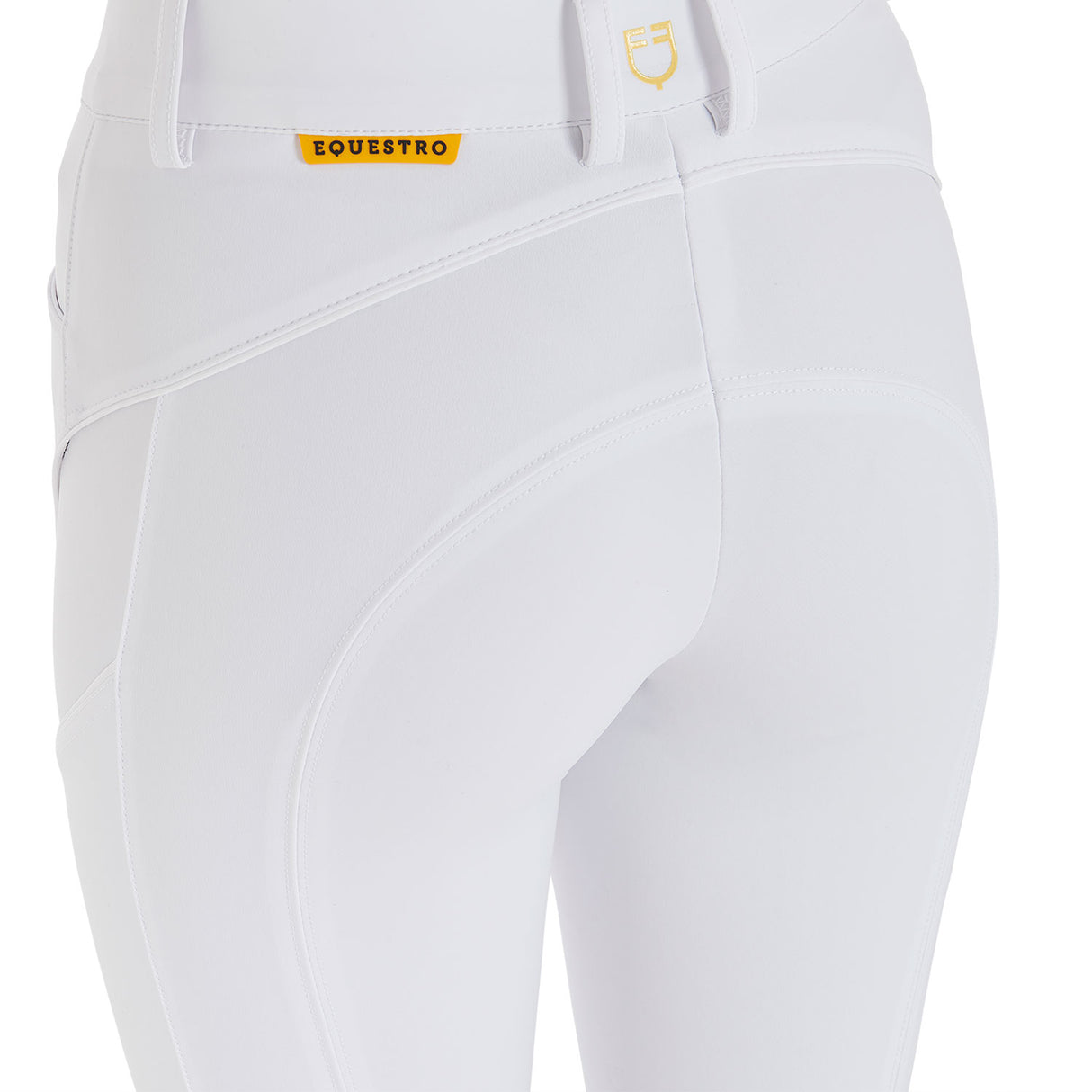 Equestro Women's Slim Fit Breeches With Knee Grip #colour_white