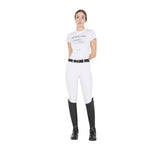 Equestro Women's Slim Fit Breeches With Knee Grip #colour_white