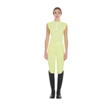 Equestro Women's Slim Fit Sleeveless Polo Shirt In Technical Fabric #colour_lime