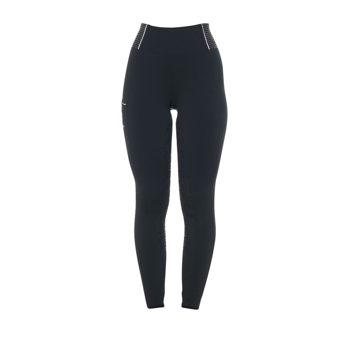 Equestro Women's Slim Fit High-Waisted Leggings with Rhinestones