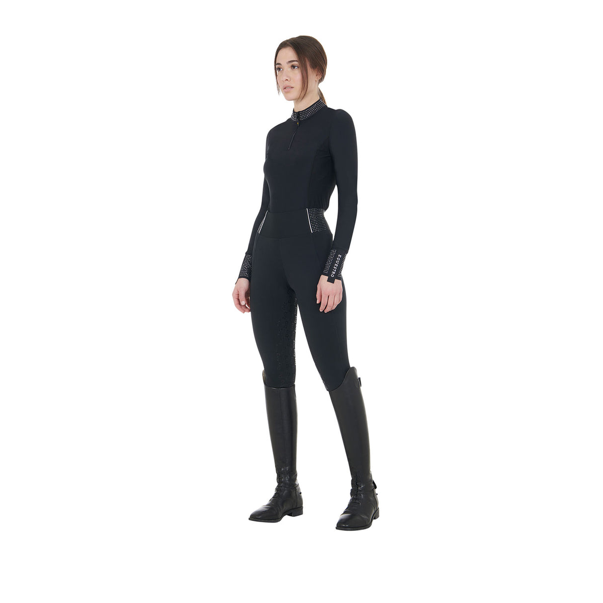 Equestro Women's Slim Fit High-Waisted Leggings with Rhinestones