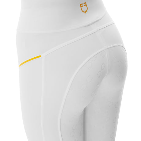 Equestro Women's Slim Fit Leggings with Micro Mesh Inserts #colour_white