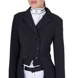 Women's tailocoat in technical fabric with rhinestones