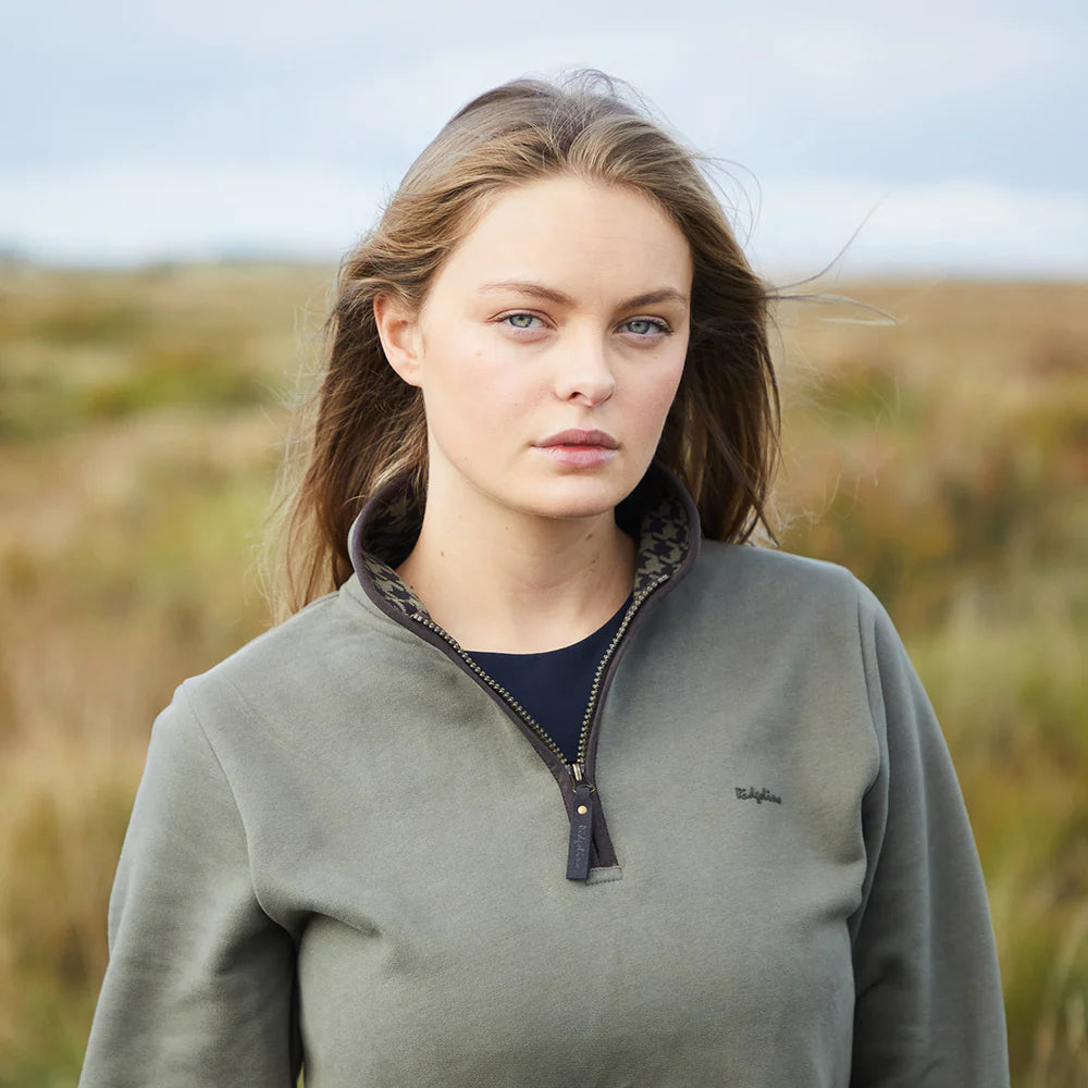 Ridgeline Womens Brancaster 1/4 Zip #colour_smokey-olive