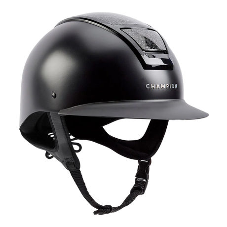 Champion Insight Glitter Round Wide Peak Riding Hat #colour_matt-black-sparkle-black