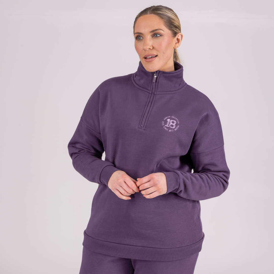 Shires Aubrion Ladies Serene Half Zip Sweater #colour_purple