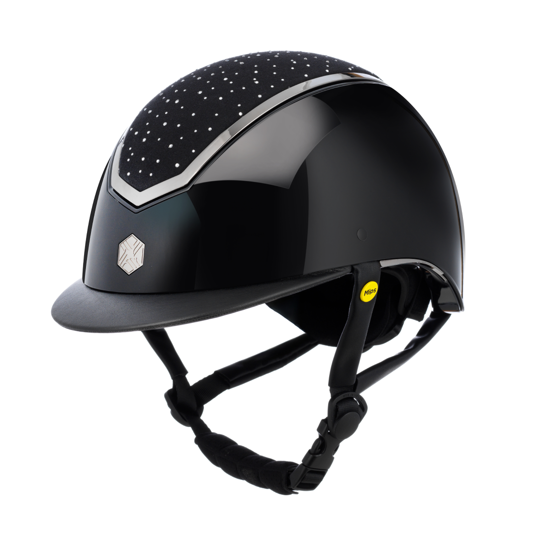 Charles Owen Kylo Crystal Gloss with MIPS Riding Hat #colour_black-gloss-chrome