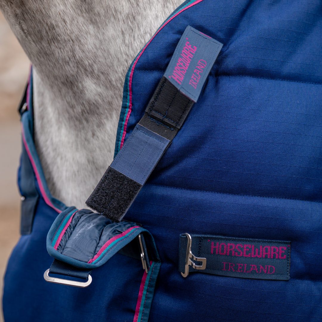 Horseware Ireland Rambo Optimo 200g Plus Stable Rug #colour_navy-burgundy-teal-navy