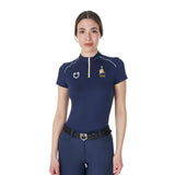 Equestro Women's Training Polo Shirt With Italian Flag Zip Equestro X Fise