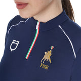 Equestro Women's Training Polo Shirt With Italian Flag Zip Equestro X Fise