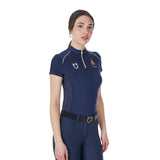 Equestro Women's Training Polo Shirt With Italian Flag Zip Equestro X Fise