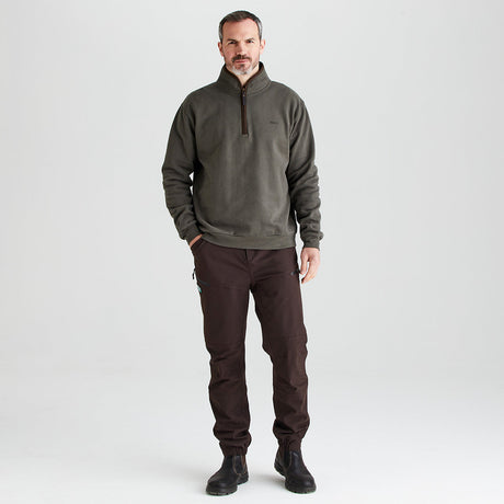 Men's Brancaster 1/4 Zip Top - Moss