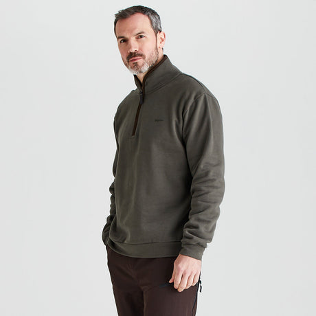 Men's Brancaster 1/4 Zip Top - Moss