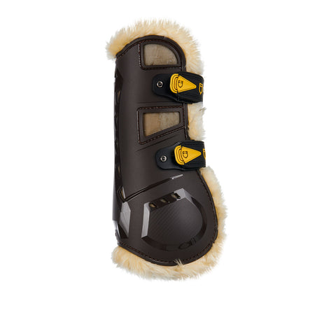 Equestro Tendon Boots In Polyurethane With Synthetic Lambskin #colour_brown