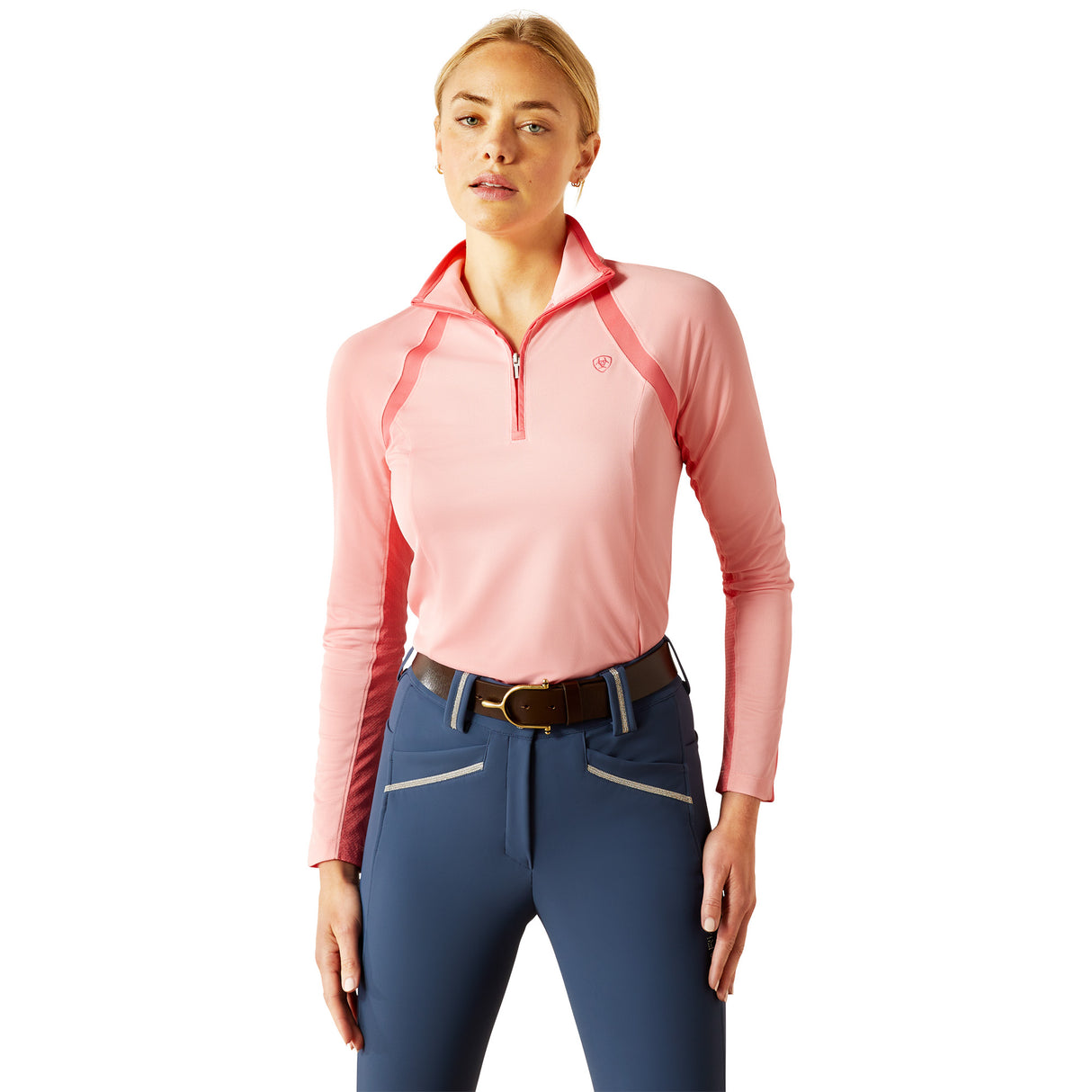 Ariat Women's Sunstopper 3.0 1/4 Zip Baselayer #colour_flamingo-pink