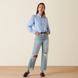 Ariat Women's Cricklade Blouse #colour_pacific-blue-stripe