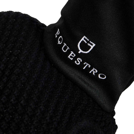 Equestro Knitted Fly Veil With Elastic Front Strap #colour_black