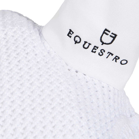 Equestro Knitted Fly Veil With Elastic Front Strap #colour_white
