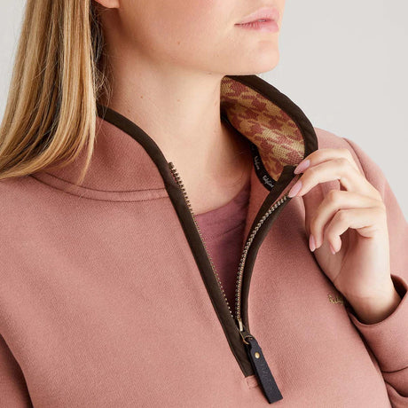 Ridgeline Womens Brancaster 1/4 Zip #colour_dusky-pink