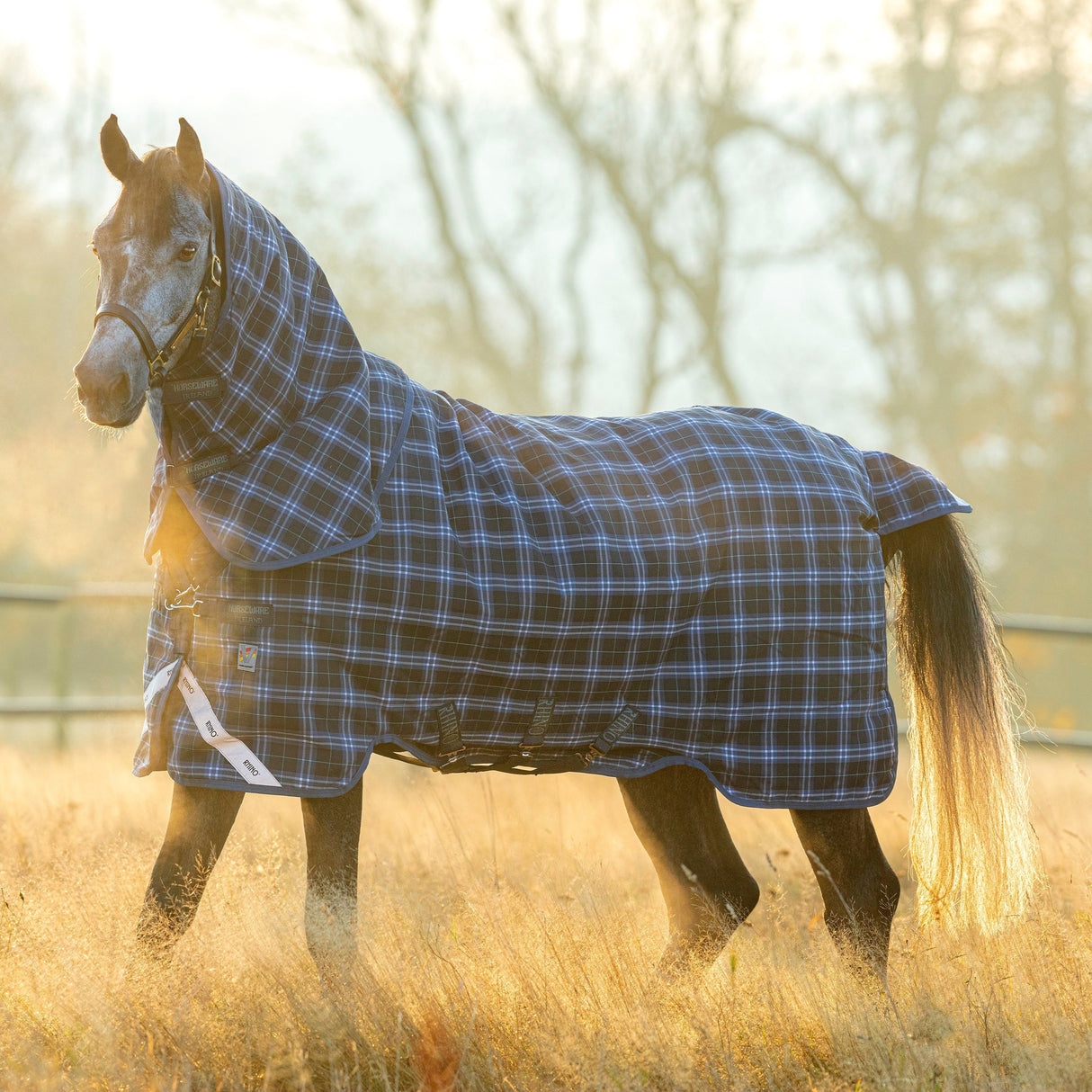 Horseware Ireland Rhino Plus with Vari Layer Heavy 450g #colour_navy-check-indigo