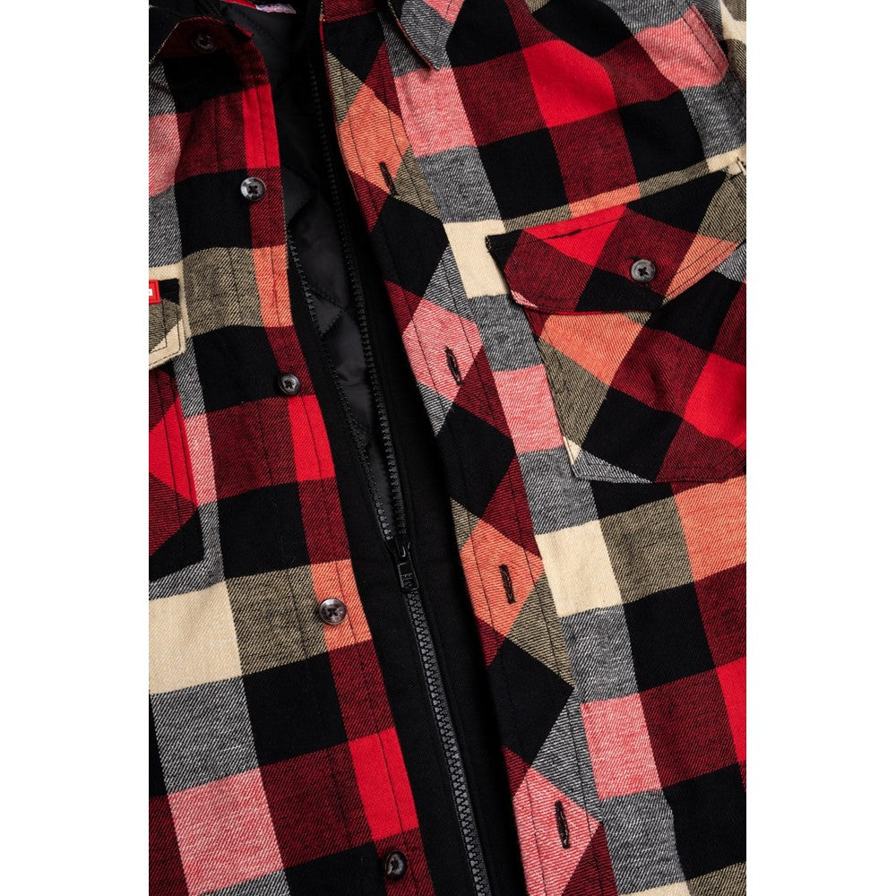 Hard Yakka Quilted Flannel Shacket #colour_red