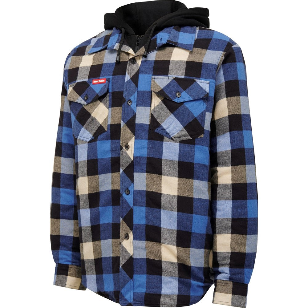 Hard Yakka Quilted Flannel Shacket #colour_blue