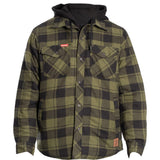 Hard Yakka Quilted Flannel Shacket #colour_fern