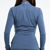 EQUIDRY Women's Water Repellent Zip up Top #colour_steel-blue-silver