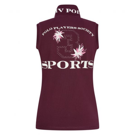 HV Polo Favouritas Palms Sleeveless Polo Shirt #colour_dark-berry