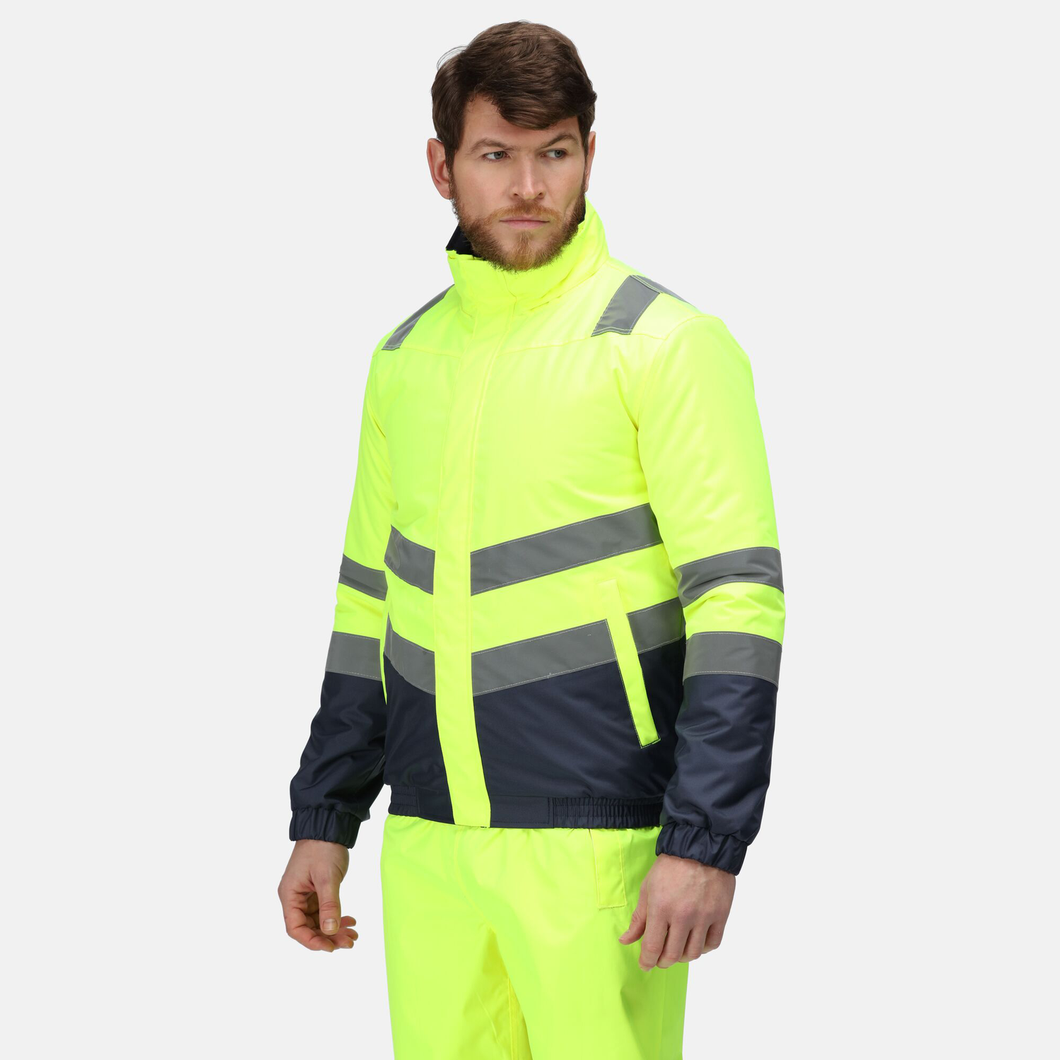 Regatta Professional Pro Hi-Vis Bomber Jacket #colour_yellow-navy