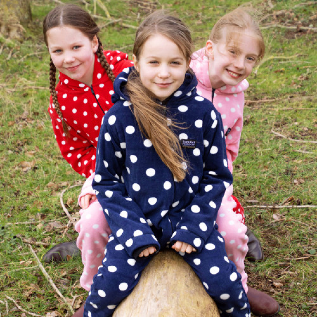 Supreme Products Child's Dotty Fleece Onesie #colour_noble-navy