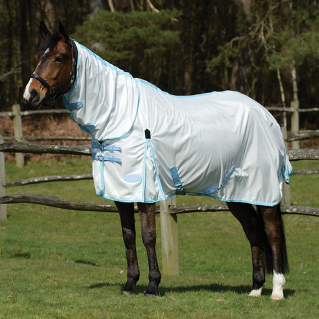 WeatherBeeta ComFiTec Essential Mesh II Combo Neck Fly Rug #colour_white-light-blue-purple