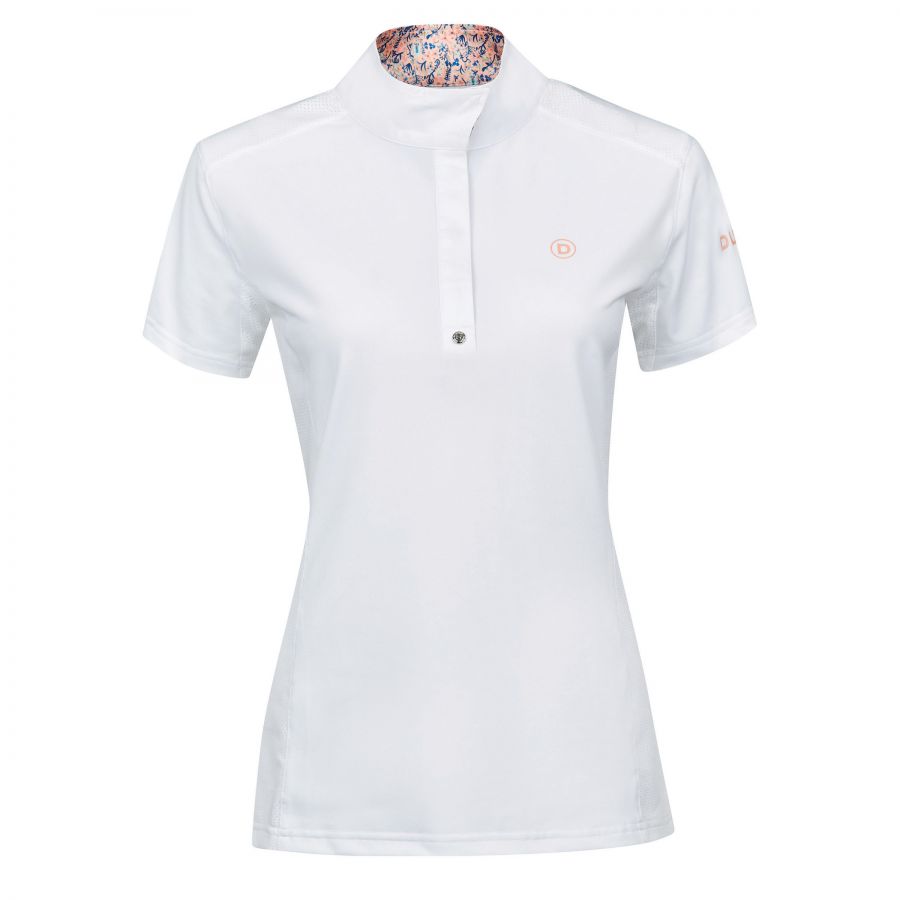 Dublin Andrea Short Sleeve Competition Printed Inner Collar Shirt #colour_white-salmon