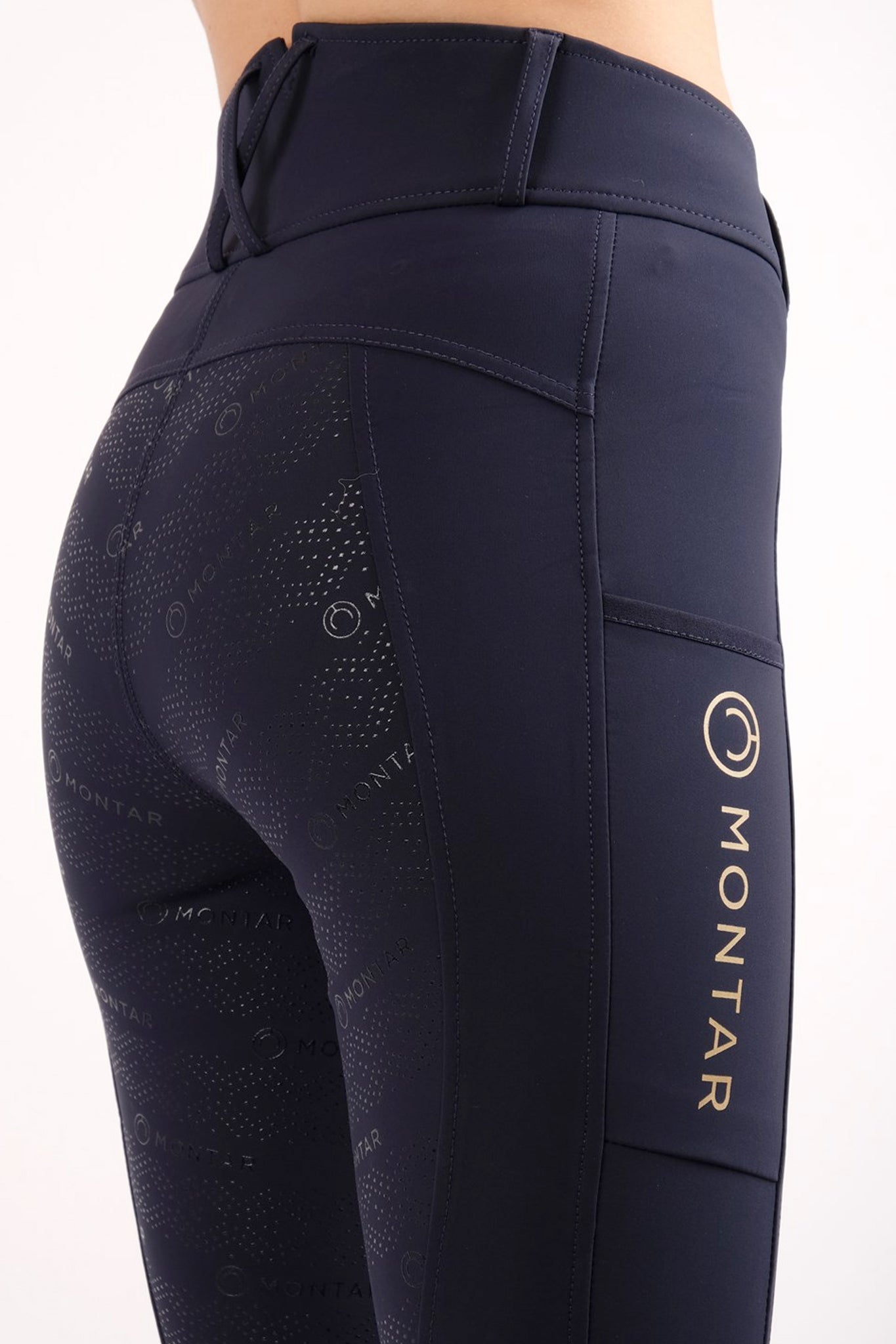 Montar Makayla Hybrid Full Grip Riding Tights #colour_navy